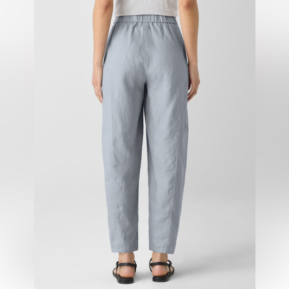 Eileen Fisher Sky Blue 100% Organic Linen Lantern Pant w/ Pockets - Picture 9 of 13